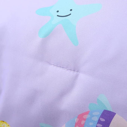 URBONUR 4-Piece Toddler Bedding Set - Ultra Soft Cartoon Mermaid Girls Toddler Comforter Set Coral Starfish - Include Comforter, Flat Sheet, Fitted Sheet and Reversible Pillowcase, Purple Mermaid