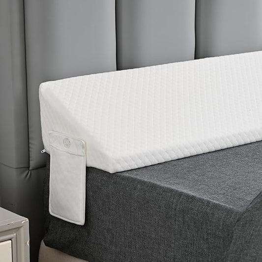 Queen Size Wedge Pillow Headboard Gap Bed Crack Filler Triangle Nora Pillows Long Plus Gap(0-8") Between Mattress and Headboards for Dorm Sleeping Backest Room Accessories Apartment Must Haves White