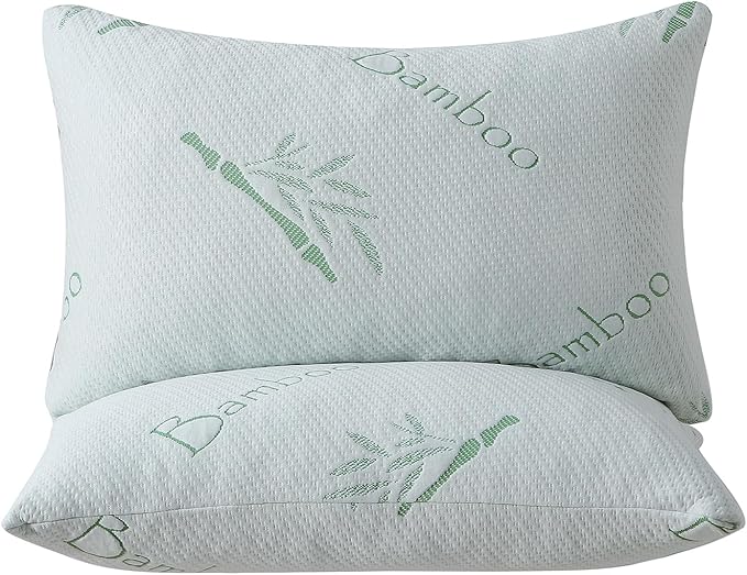 Memory Foam Pillows Queen Size set of 2, Shredded Memory Foam Bed Pillow for Sleeping, Adjustable Fluffy Pillow with Cooling Breathable Cover for All Sleepers, Hotel Quality Rest Pillow Queen 2 Pack