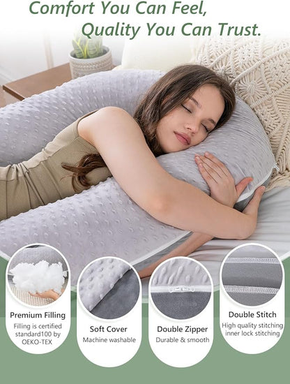 Meiz Question Mark Body Pillow for Adults & Couples, Dual-Sided Velvet Long Bolster Pillow with Detachable Heart Cushion for Hugging, Full Body Support Pillow for Side Sleepers & Back Support