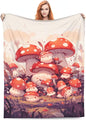 Cute Cartoon Mushroom Blanket Gifts Weed Flannel Throw Blankets for Home Decor Couch Bed Sofa Soft Fuzzy Lightweight for All Season 80x60 Inches