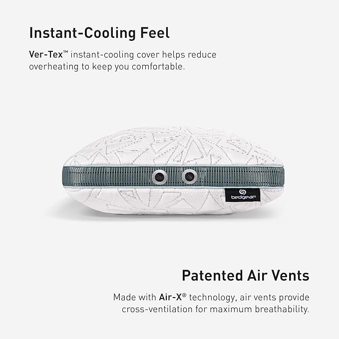 Bedgear Storm Performance Pillow – Cooling Bed Pillow for Hot Sleepers, Medium Firm Support for All Sleep Positions – Dual-Sided Comfort, Breathable Air-X Mesh, Washable Ver-Tex Cover, Travel Size