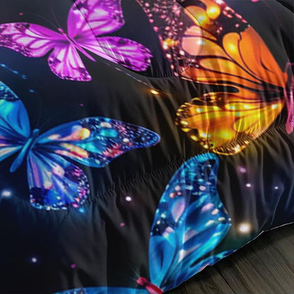 Colorful Sea Turtle Bedding Comforter Set Queen Size,Colorful Butterflies Print Comforter Set for Kids Teens Room Decor,Fantasy Sea World Bedding Beach Themed Comforter Set with 2 Pillowcases.