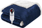 Electric Heated Blanket Throw Size 50"x60", Soft Flannel with Overheat Protection, 6 Adjustable Heat Settings & 3-Hour Auto-Off Timer, Fast Heating for Winter Comfort, Navy Blue