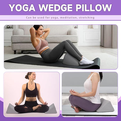 Small Wedge Pillow, Small Wedge Pillow for Sleeping, Foam Wedge for Yoga, Laptop, Memory Foam Positioning, Foam Pillow for Bed, Provide Support and Relieve Fatigue(Grey-20in)