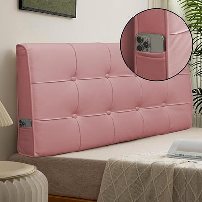 BCU Pink Pillow Headboard Twin XL Upholstered Tufted Headboard with Hidden Fixed Strap Side Pocket for College Dorm Room Adjustable Bed