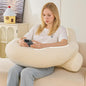Reading Pillow for Bed,U Shaped & Back Support Pillow for Bed,19" Backrest with Lumbar & Arm Support,Comfy Flannel Fabric,Lap Pillow for Gaming/Reading/Watching TV,White