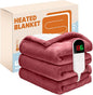 Electric Heated Blanket,Flannel & Sherpa Heated Throw Blanket 50"x60",Fast Heating Soft Fleece Blanket with 6 Heating Levels & 4H Auto Off-Wine red