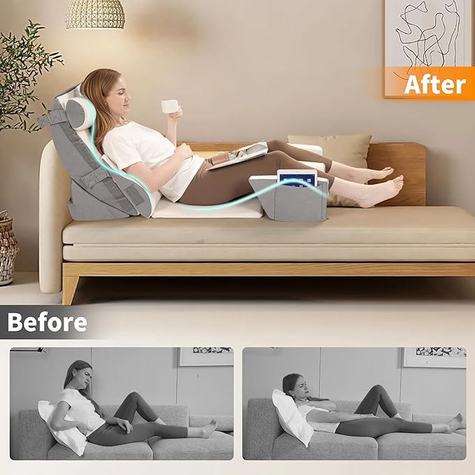 Mooedcoe Orthopedic Bed Wedge Pillow Set for Sleeping 9PCS, Post Surgery Memory Foam Pillow for Back, Leg & Neck Pain Relief – Adjustable Support for Acid Reflux