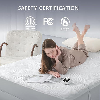 Twin XL Size Electric Heated Mattress Pad - Bed Warmer with Memory & Preheat Functions, 12 Heat Settings Single Control for 1-12 Hours Auto Off, Lighted Button
