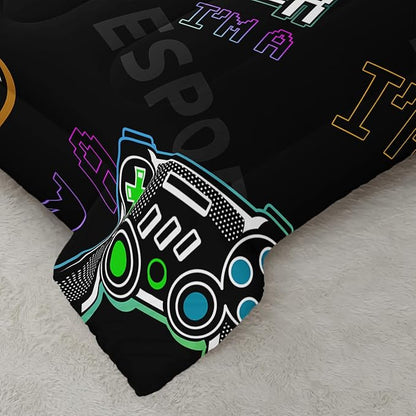 Gamer Console Theme Comforter 3Pcs Twin Games Contoller Esports Bedding Set for Kids Teens Boys Girls Adults 3D Video Game Gamepad Quilt Room Decor with 1 Comforter and 2 Pillowcases