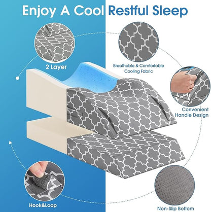 CloudBliss Leg Pillow, Leg Elevation Pillow for After Surgery, Adjustable Memory Foam with Ice Sick Cover, Wedge Pillow for Blood Circulation, Knee Pillows for Back Knee Grey