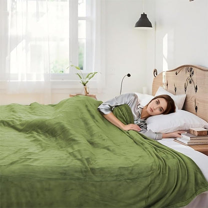 Electric Heated Blanket 84"x90" Queen Size Microplush Cover Blanket, 4 Heat Settings & 10 Hours Auto Off, Cozy & Warm for All Night, Machine Washable, Green