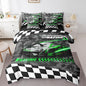 Feelyou Green Racing Car 7 Piece Bedding Set King Size Kids Boys Speed Race Car Comforter Set with Sheets for Teens Toddler Extreme Sports Bed in a Bag Camouflage Bed Set