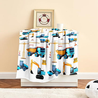 Construction Truck Blankets for Boys and Girls Cute Truck Blanket for Sofa Couch Bed Truck Blanket for Children Kids Boys Teens for Birthday Choice.