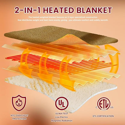 Heated Electric Blanket Full Size - 72"x84" Flannel Heating Blanket with 10 Heating Levels & 5 Time Settings Over-Heat Protection, Winter Warmer for Adults with ETL Certification（Ivory）
