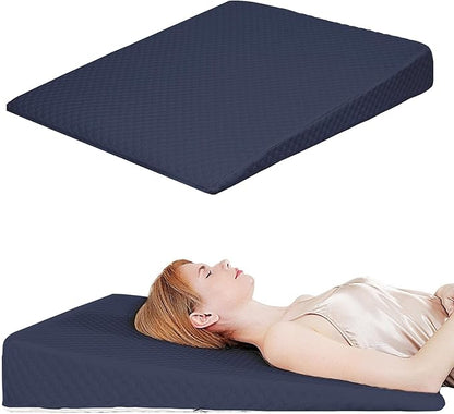 Wedge Pillow, Bed Wedge Pillows for Sleeping, Snoring, Back Support, After Surgery, Foam Triangle Pillow, Removable Washable Cover (Navy, 5in)