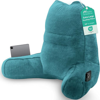 Sasttie Reading Pillow, Pillows for Reading or Relaxing – Ergonomic Support for Head, Neck, Back, and Lumbar, 23-Inch, Teal