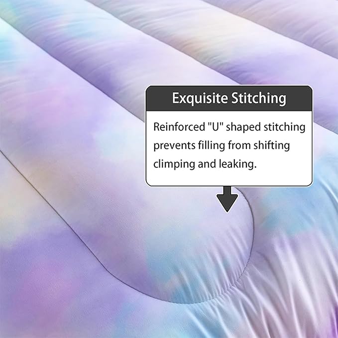 Axolotl Tie Dye Bedding Set King,Pink Blue Purple Cloud Comforter Set,Colorful Gradient Bedding,Tie Dye Pastel Comforter for Adults,Rainbow Gradient Clouds Bed for Women,1 Quilt 2 Pillowcases