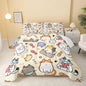 QOOMO Kawaii Cat Comforter Twin,Kawaii Animals Comforter Set for Kids Teens Girls,3Pcs Bedding Set Printed Comforter with 2 Pillowcases,Down Alternative,Soft and Lightweight，Twin Size