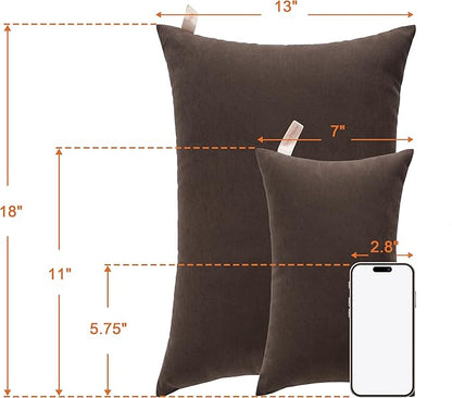 NTBAY Tiny Pillows, Down Alternative 7"x11" Microfiber Mini Pillow for Travel, Pets, Soft Machine Washable Small Pillows for Neck, Wrist, Lumbar and Knee, Dark Brown