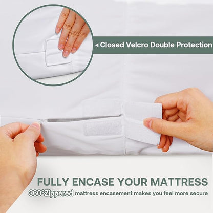 Mattress Protector California King Size Fits 9-12" Deep, Waterproof Zippered Mattress Encasement Cover with Premium Breathable Soft Terry Cloth Top for Cal King Size Bed
