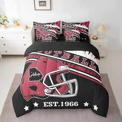 Erosebridal Football Sports Comforter Set Football Seasonal Color Bedding Queen, Sports Lovers Comforter + Flat Sheet + Fitted Sheet + 2 Pillowcases + 2 Throw Pillow Covers