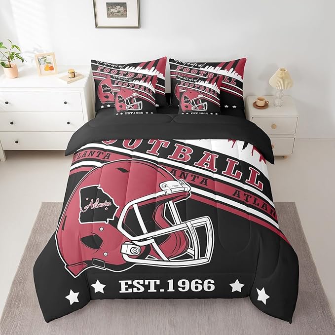 Erosebridal Football Sports Comforter Set Football Seasonal Color Bedding Full, Sports Lovers Comforter + Flat Sheet + Fitted Sheet + 2 Pillowcases + 2 Throw Pillow Covers