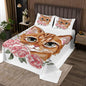Feelyou Girls Cat Quilted Coverlet for Kids Daughter Cute Kitten Print Coverlet Set Rose Floral Flowers Bedspread Pet Cat Pattern Quilted Room Decor Twin Size Bedding Collection