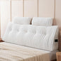 YOUR MOON Large Wedge Headboard Pillow King for Back with 2 Roll Pillows, Faux Fur Backrest Cushion with Shredded Memory Foam, Triangular Wedge Reading Pillow for Bed Sitting Up Sleeping, White