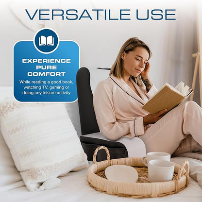 Kölbs Reading Pillow, Full Support Comfort Solid Foam, Back Cushion for Bed Sitting Up TV Book Gaming - Back Support Backrest Use on Mattress or Sofa (Grey/White, Tall)