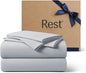 REST® Evercool®+ Cooling Sheet Set, Cali King Size, Light Gray, Breathable Bed Sheets for Hot Sleeper and Night Sweats, with Pillowcases, with Ionic+ Self-Cleaning Silver Yarn for Sensitive Skin, 4PCS