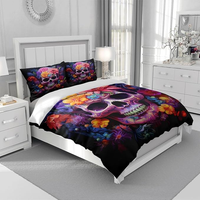Halloween Bed Duvet Cover Sets Twin Set with 2 Pillowcases for Kids Girls Teens Adult Bedroom Decor