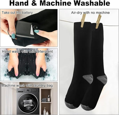Rechargeable Heated Socks for Men & Women, 4 Heating Levels Electric Warming Socks with Battery, Breathable Feet Warmers for Skiing Hunting Cycling Winter Outdoor Activities, Black