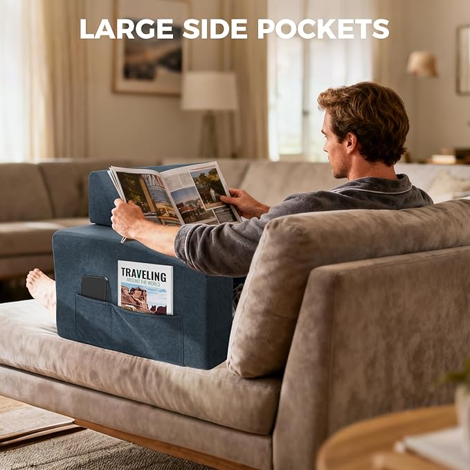 Reading Pillow for Gaming Lap Desk Pillow for Laptop with Pocket Foldable Memory Foam Bed Desk for Reading Working Crocheting Gaming Arm Rest on Bed/Sofa/Floor/Couch/Car (Dark Grey Foldable)