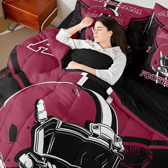 Feelyou Football Comforter Set King Size 7 Pieces Ball Games Bedding Set for Kids Boys Girls Rugby Bed in a BagFootball Bedroom Decor Rugby Sports