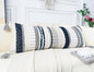 Chenille and Cotton Long Pillow for Bed, Striped Textured Boho Lumbar Throw Pillow Cover 14x36, Neutral Accent Decorative Extra Long Body Pillow Case for Couch, Sofa, Bedroom, Black and White