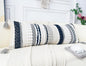 Chenille and Cotton Long Pillow for Bed, Striped Textured Boho Lumbar Throw Pillow Cover 12x36, Neutral Accent Decorative Extra Long Body Pillow Case for Couch, Sofa, Bedroom, Black and White