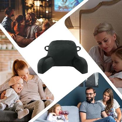 LiveGo Reading Pillow for Kids, Velvet Back Support Cushion for Sitting Up in Bed Adults, Kids Cuddle Cushion with Arms & Backrest Support Pillow for Teen Boys Girls Reading Bed Rest