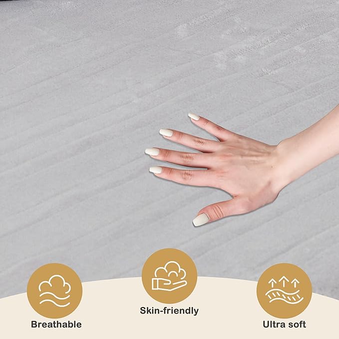 Electric Mattress Pad Twin Size 39"x75" with 10 Hours Auto Off 4 Heat Setting Simple Controller Fit Up to 15 Inch Deep Pocket, Machine Washable - Light Gray