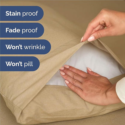 Twin XL Size 3 Piece Sheet Set - Comfy Breathable & Cooling Bed Sheets Set - Hotel Luxury Bedding for Women, Men, Kids, Teens, Boys & Girls - Deep Pockets, Soft & Wrinkle Free - Tan (Heathered Sheets)