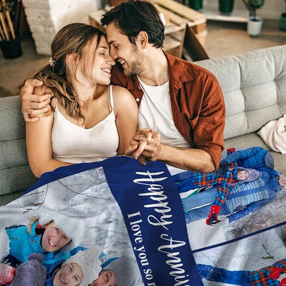Yoke Style Ships Next Day, Custom Blanket with Photos Text, Picture Blankets Customized for Couple Gifts, Personalized Blankets and Throws Birthday Gift for Mom Dad Girlfriend Boyfriend Women Men
