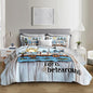 Camping Travel Trailer Bedding Queen Quilts for Bed,Retro Bedding for Kids Boys Girls Happy Camper Decor,Outdoor Camping Themed Quilt Sets with 2 Pillowcases.