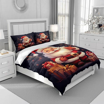Christmas Duvet Cover Bedding Sets King Size for Kids Girls Teens, Christmas Petal Country Bedding Décor, 1 Duvet Cover and 2 Pillow Shams - 80x90 inches