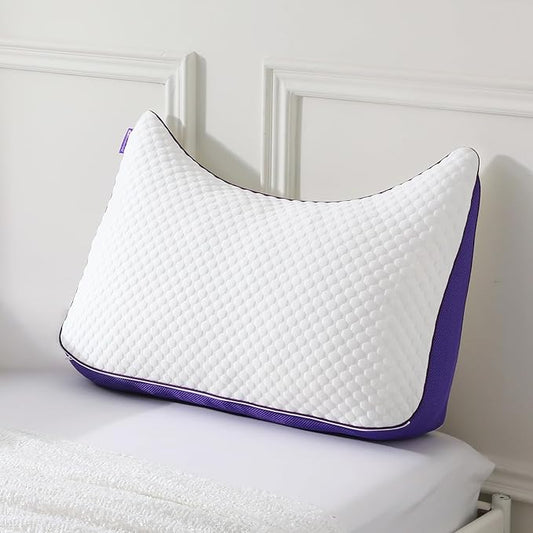 HOMELAB Adjustable Crescent Shredded Memory Foam Pillows King Size, Cooling Bed Pillows for Sleeping with Removable Cover, 1 Pack Medium Pillow for Side Sleepers, 20"x34"
