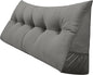 Triangular Reading Bed Rest Pillow Large Bolster Cushion Headboard Backrest Wedge Pillow with Removable Cover and Two Large Side Pockets (Grey, King: 78 x 8 x 20 inches)