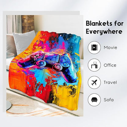 Gamer Blanket Boys Blankets Gifts for Teens/Men - 50x60 Inches Cool Soft Cozy Gaming Throw for Bed
