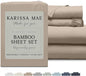 KARISSA MAE Cooling Bamboo Viscose Queen Sheet Set | 100% Organically Grown | 18” Deep Pocket | Silky, Soft, & Hypoallergenic | with Organizer Band & Elastic Corner Straps [Dune]