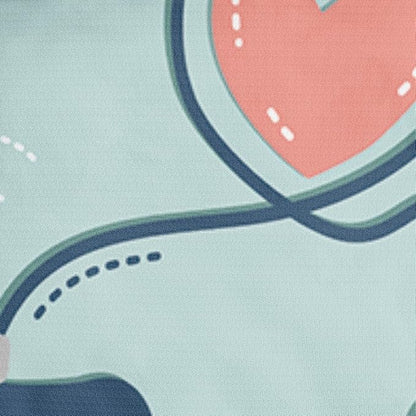 Queen Size Duvet Cover Set - Bedding Set with Comforter Cover & Pillowcases, Symmetrical Cartoon Gamepads with Blush Heart Accent on Pastel Blue, Teen Gamers' Room Decor Essentials