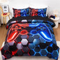 NTBED 3D Gaming Comforter Set for Boys Kids Teens,5pcs Gamer Bedding Sets with Sheet,Game Console Bed in a Bag (Red Blue, Twin)